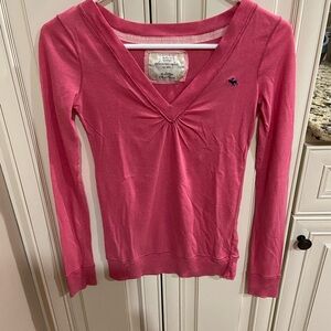 Abercrombie & Fitch Deep Pink V-Neck Blouse